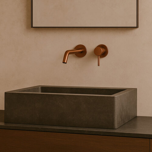 Rose Gold Wall-Mounted Faucet and Spout Kit in Stainless Steel 316L