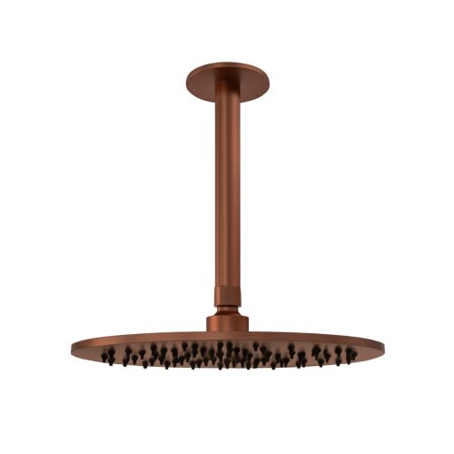 Satin Stainless Steel Ceiling Shower Arm Kit with 25cm Rose Gold Finish