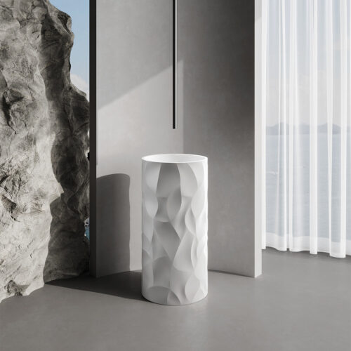 White High-Strength Resin Free-Standing Washbasin 90cm for Indoor and Outdoor