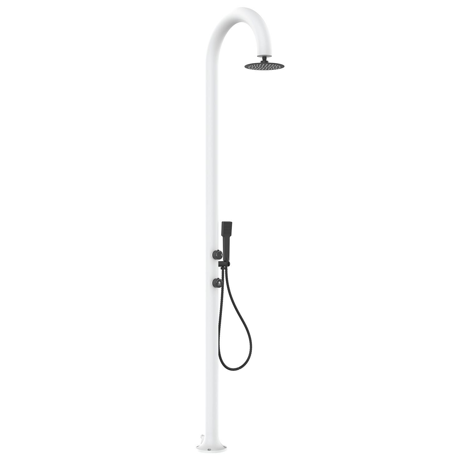 White Aluminum Shower with Handheld Spray Hot-Cold Mixer and Round Head - Image 2