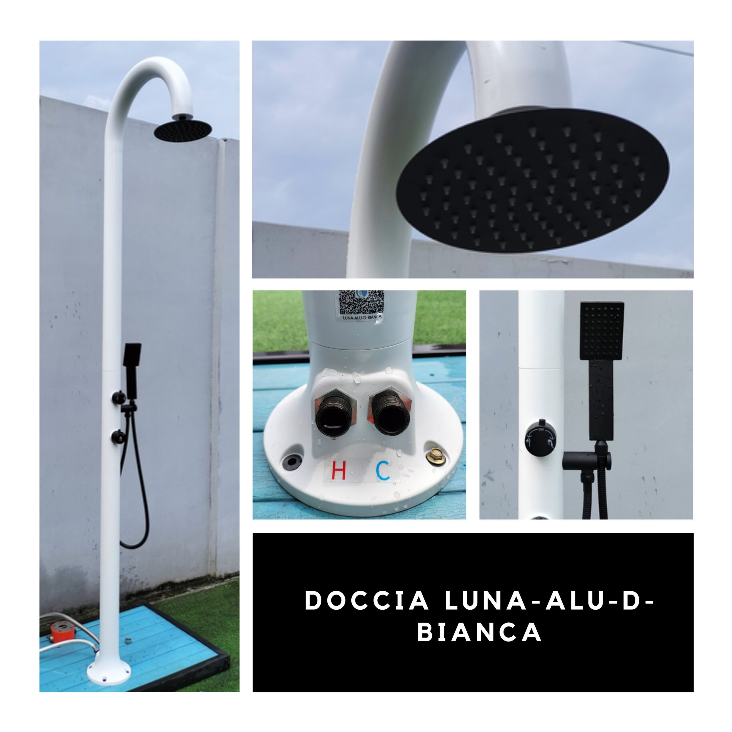 White Aluminum Shower with Handheld Spray Hot-Cold Mixer and Round Head - Image 5