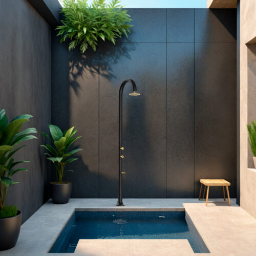 Blackgold aluminum shower indooroutdoor hot and cold water