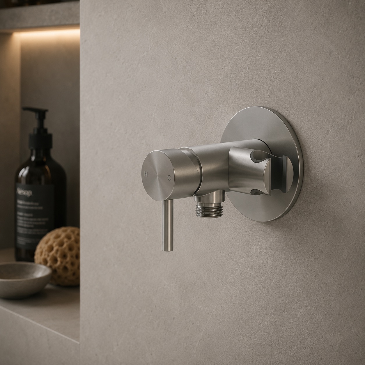 Satin Stainless Steel Wall Mixer with Hand Shower Holder for Bathrooms and Outdoors
