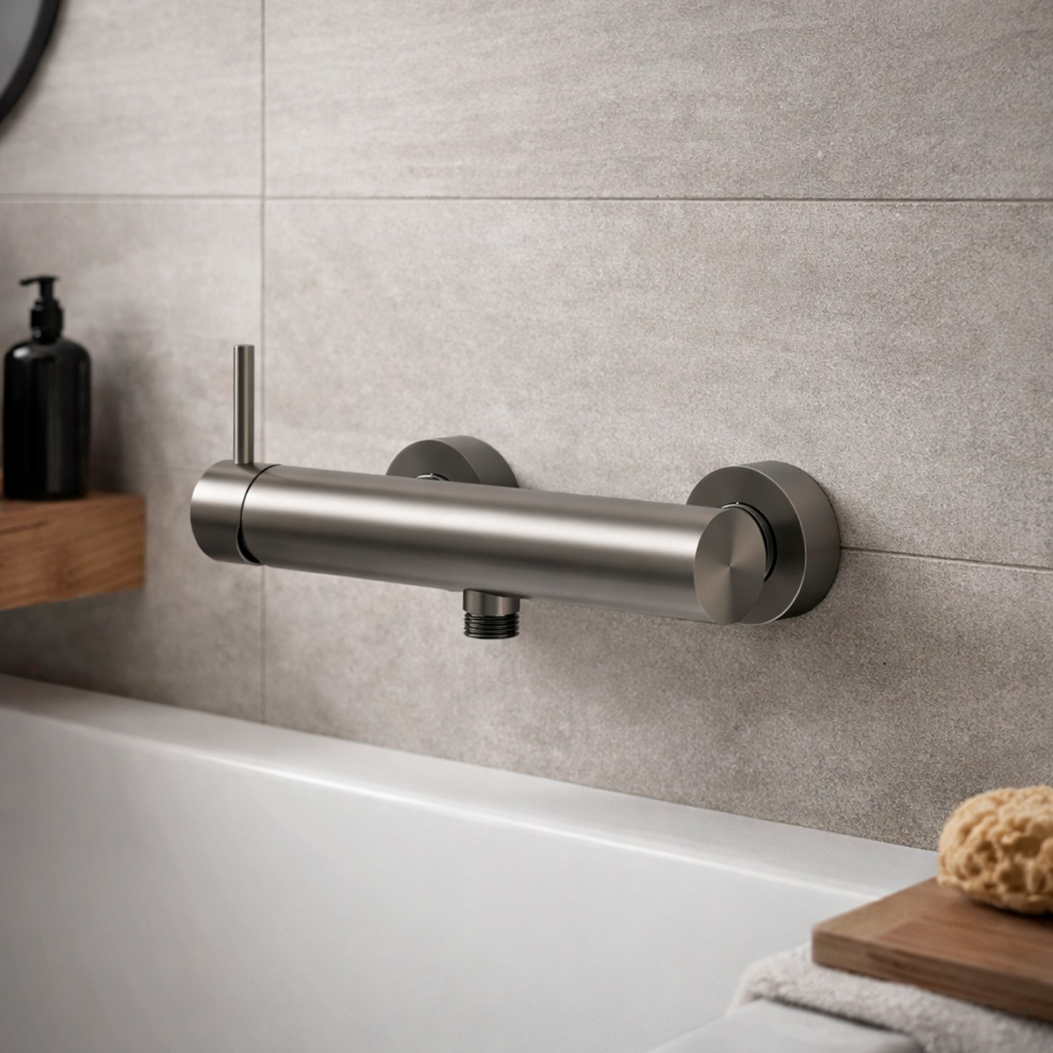 Wall-Mounted Rose Gold Shower Mixer with Barrel Spout Durable High-Quality Material