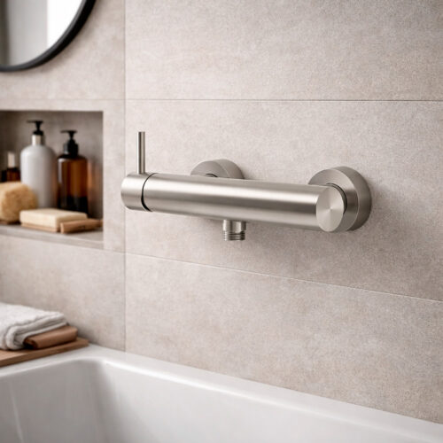 Satin Stainless Steel Wall-Mounted Shower Mixer Corrosion-Resistant Design