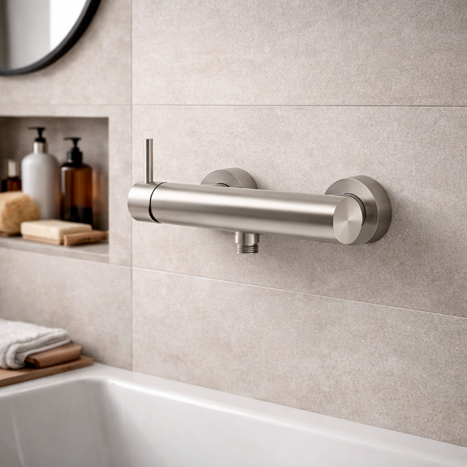 Satin Stainless Steel Wall-Mounted Shower Mixer Corrosion-Resistant Design