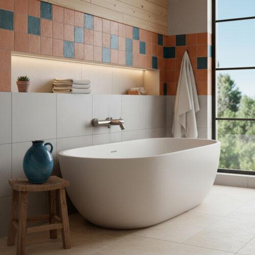 Wall-Mounted Shower and Tub Mixer with Rose Gold PVD Rifle Barrel Finish