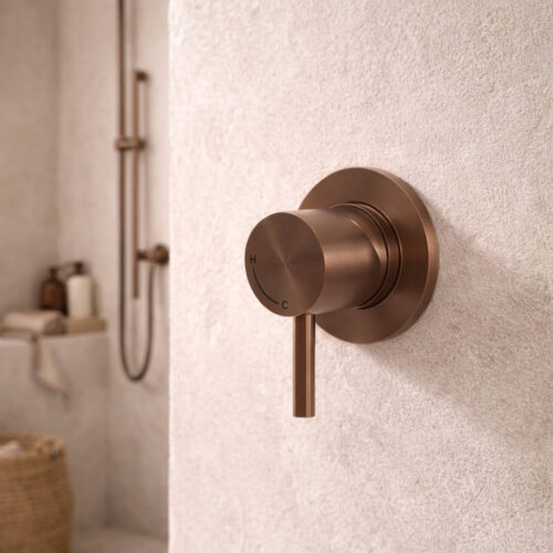 Wall-Mounted Bathroom Mixer in Rose Gold PVD Finish Made of 316L Steel