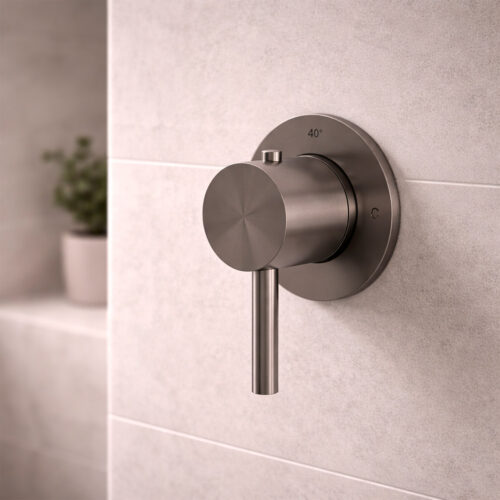 Thermostatic Wall-Mounted Mixer with Gun Spout in Rose Gold 316L Steel