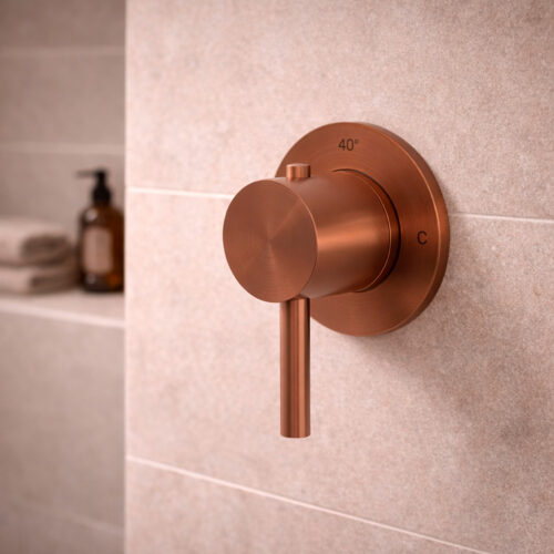 Thermostatic Wall Mixer with Rose Gold Finish and Corrosion-Resistant Steel