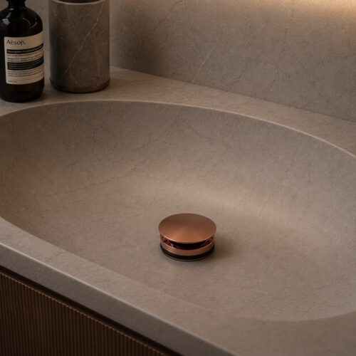 Rose Gold PVD Drain Kit in Brushed 316L Stainless Steel for Easy Cleaning