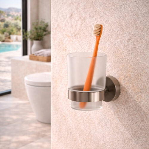 Matte Black PVD Stainless Steel Single Toothbrush Holder for Modern Bathrooms