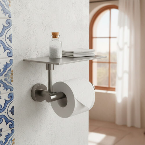 Stainless Steel Satin Finish Toilet Paper Holder in Gunmetal Color Durable Design