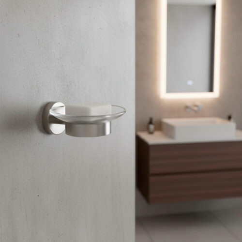 Satin Stainless Steel Wall-Mount Soap Holder Corrosion-Resistant Design