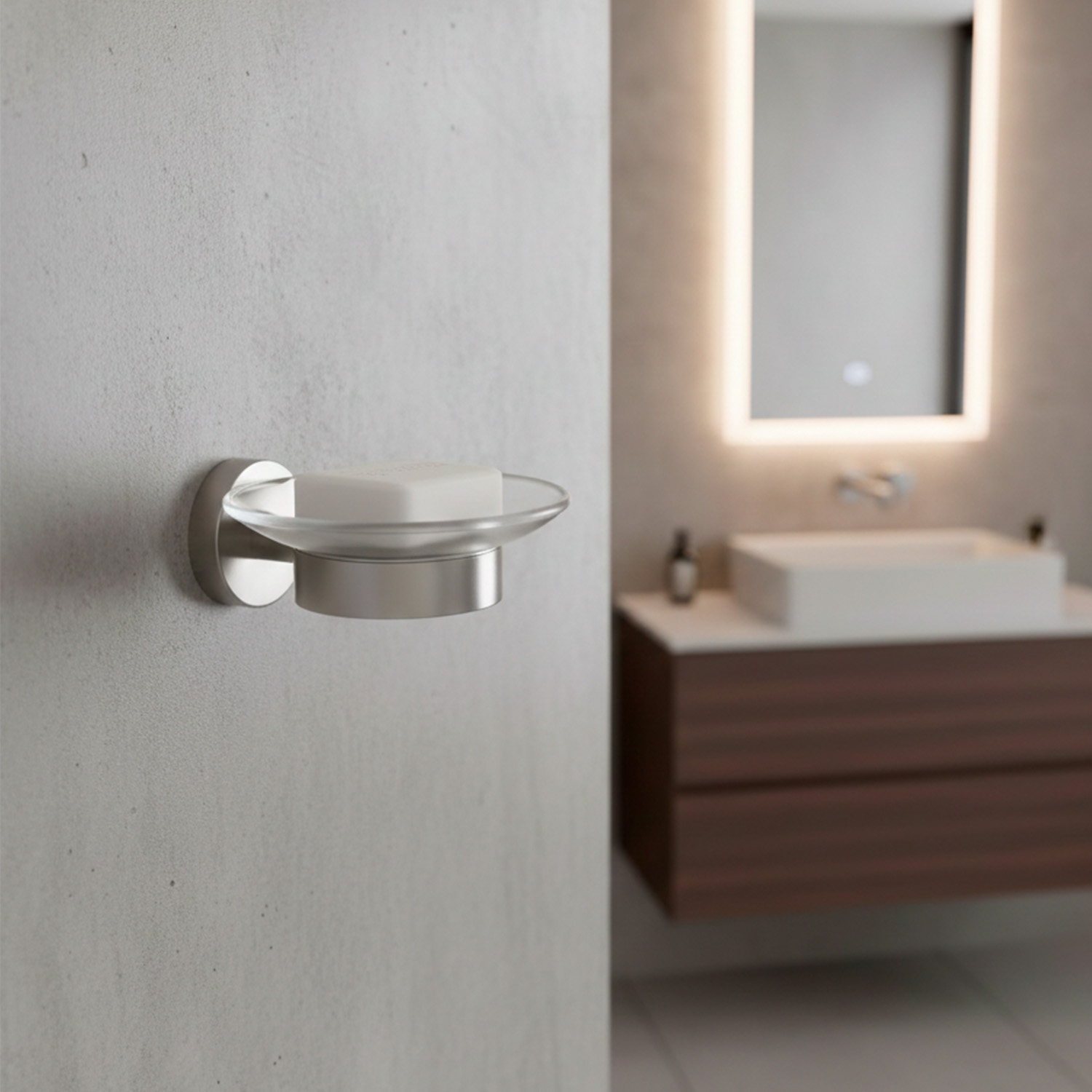 Satin Stainless Steel Wall-Mount Soap Holder Corrosion-Resistant Design