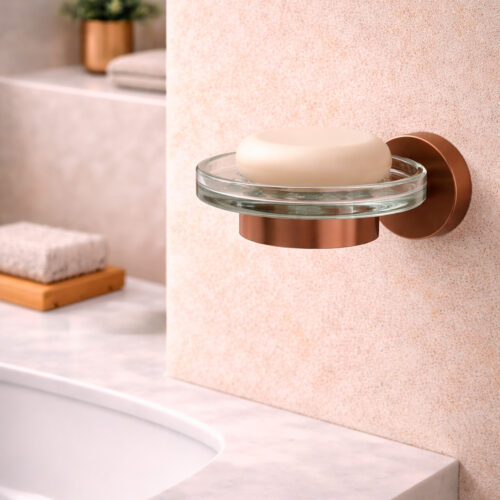 Modern Wall Soap Holder in Rose Gold 316L Stainless Steel for Wet Areas