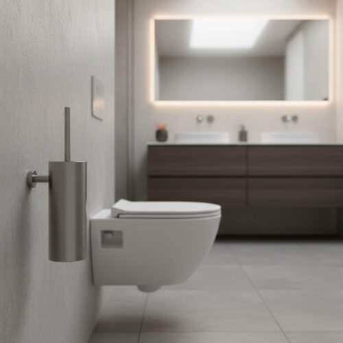 Rose Gold Toilet Brush Holder with Durable High-Quality Metal Elegant Design