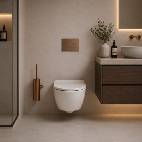 Rose Gold Stainless Steel Wall-Mounted Toilet Brush Holder for Modern Bathrooms