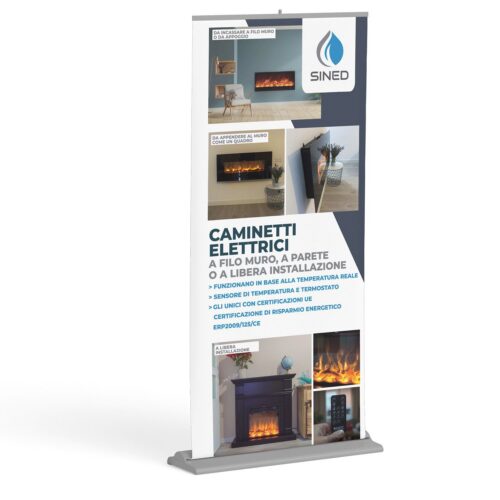 Italian Electric Fireplace Roll-Up Banner Colour and Material Unspecified