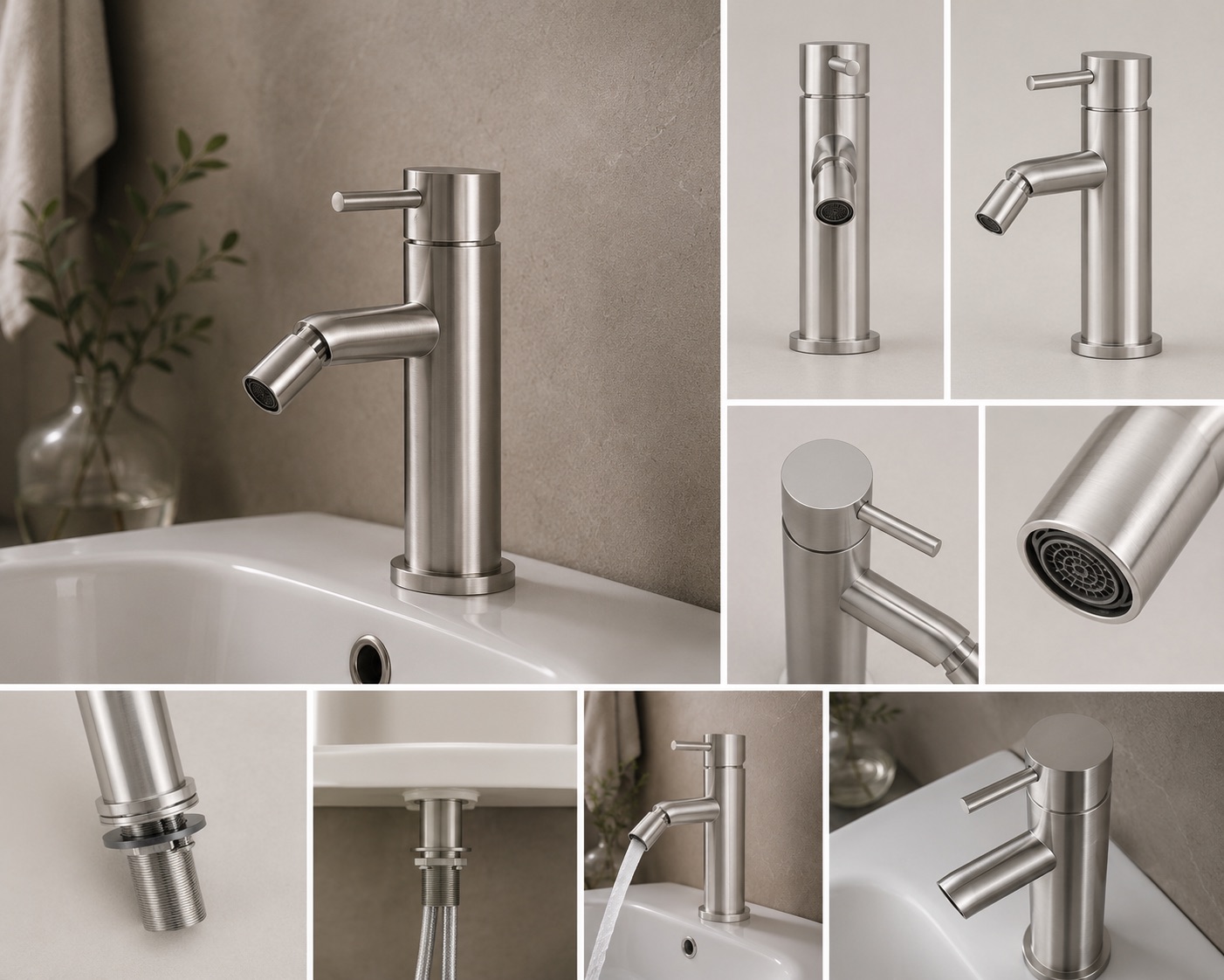 Satin Stainless Steel Bidet Mixer Tap Corrosion-Resistant Modern Design - Image 4