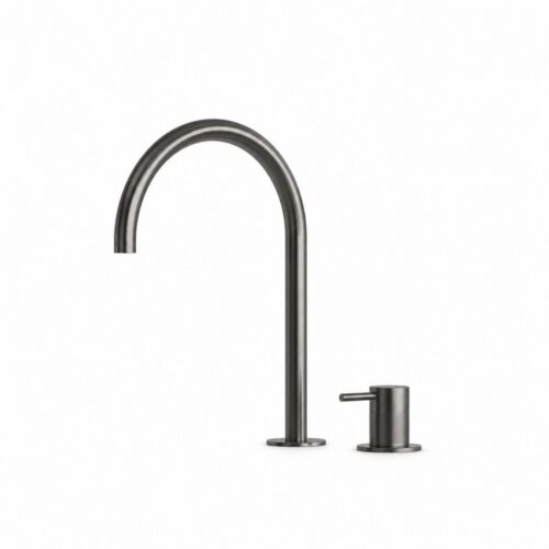 Gunmetal 316L Stainless Steel 2-Hole Basin Mixer with High Curved Spout