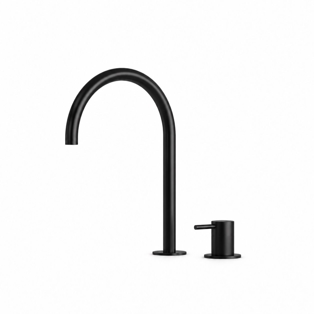 Black 2-Hole Basin Mixer Tap 316L Stainless Steel High Curved Spout