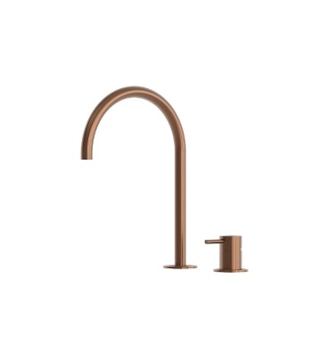 Rose Gold 316L Stainless Steel 2-Hole High Curved Spout Basin Mixer Tap