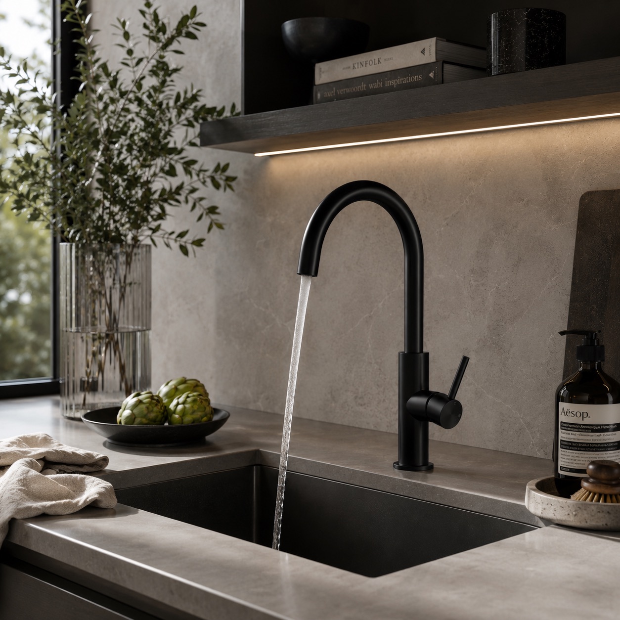 Black 316L Stainless Steel Kitchen Faucet High Spout Corrosion-Resistant Durable - Image 3