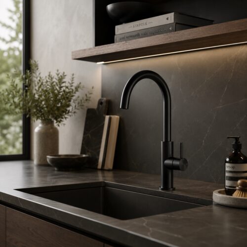 Black 316L Stainless Steel Kitchen Faucet High Spout Corrosion-Resistant Durable