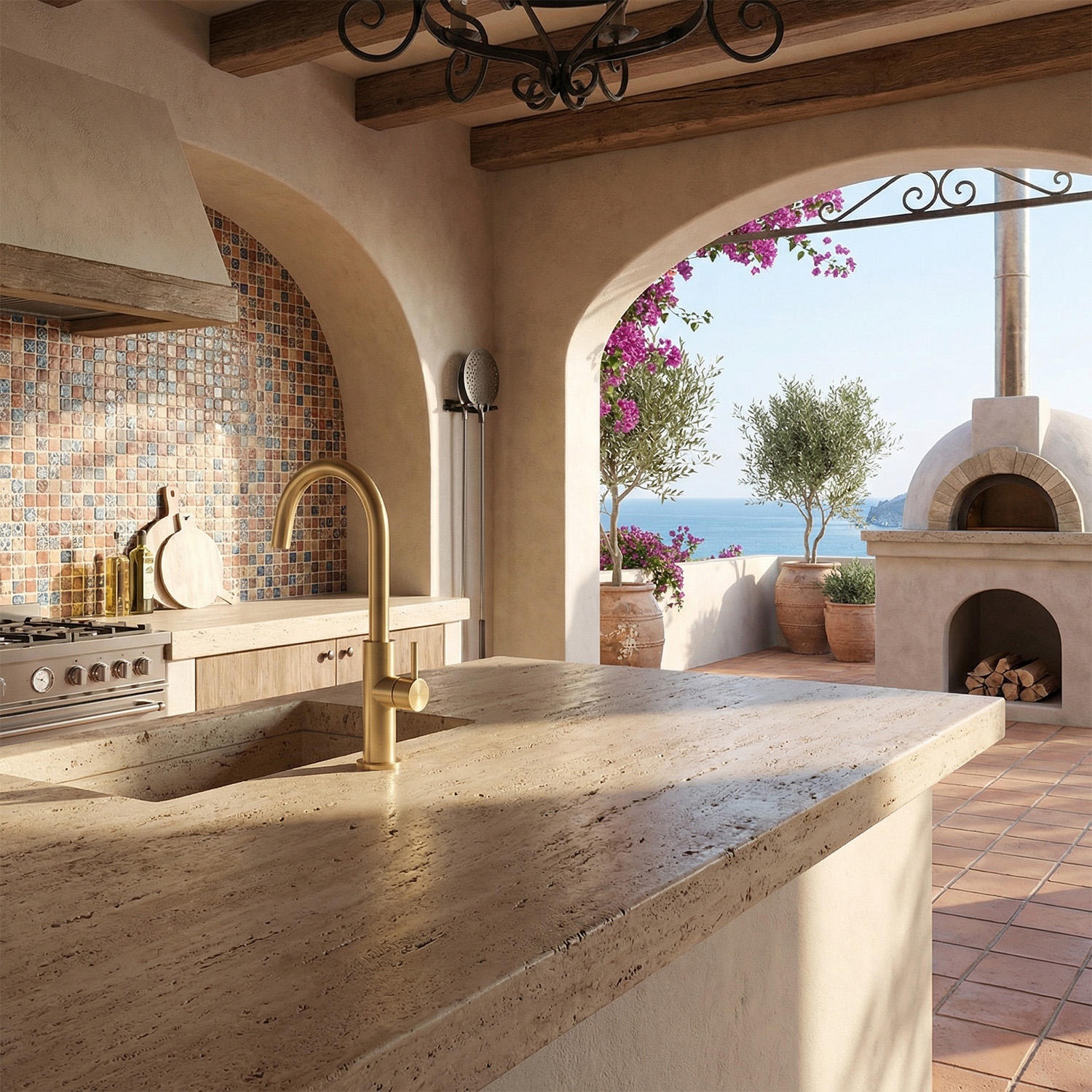 High Faucet for Kitchen Sink in 316L Stainless Steel Gold Finish Corrosion-Resistant - Image 3