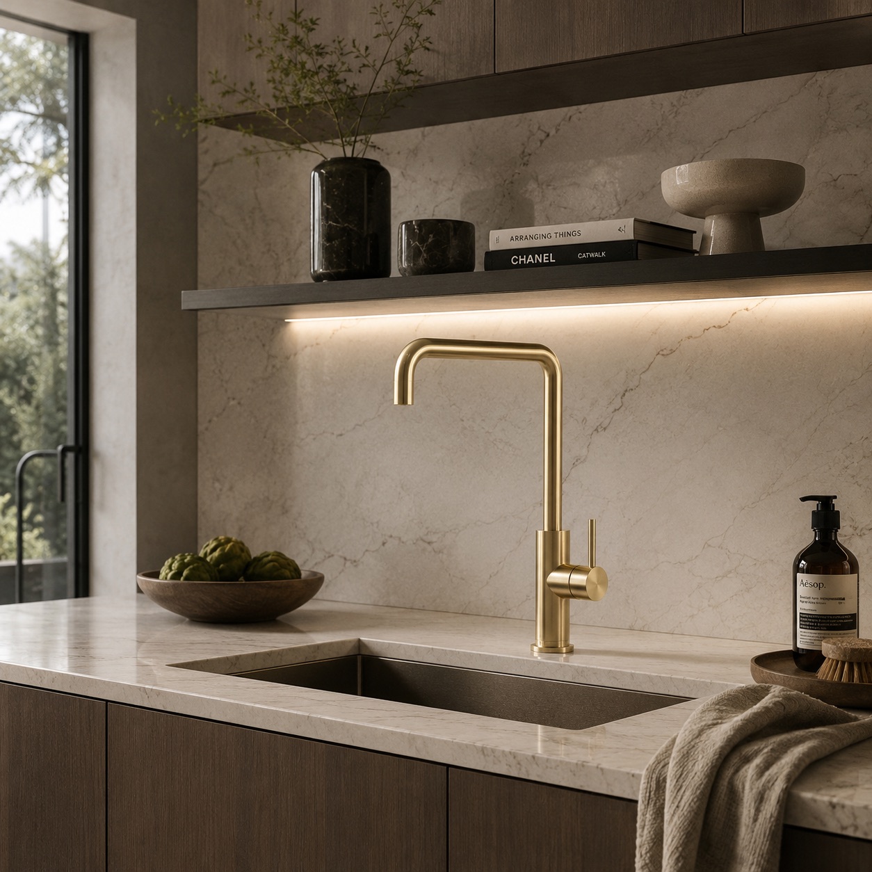 Gold 316L Stainless Steel Kitchen Faucet Corrosion-Resistant Durable Design