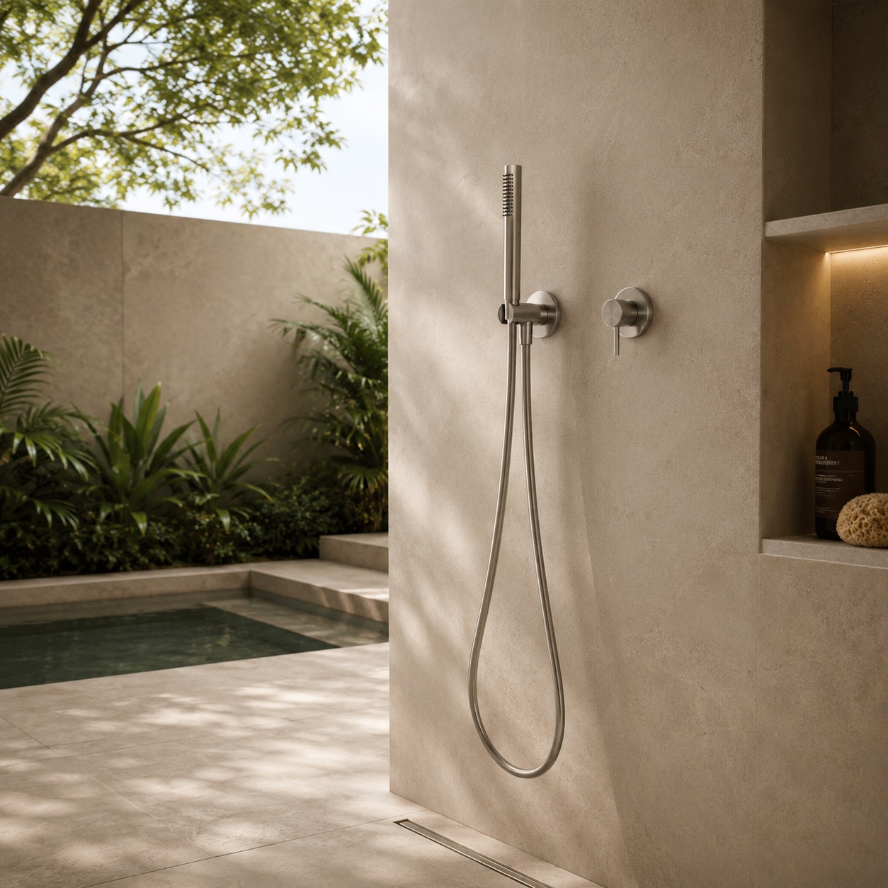 Wall-Mounted Hand Shower Kit Inox 316L Stainless Steel Cold Water Set