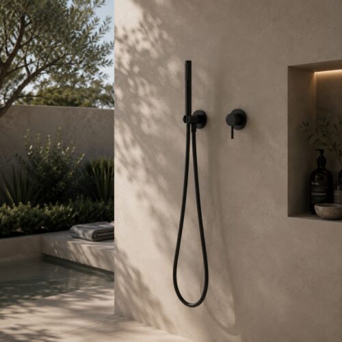 Black 316L Stainless Steel Wall-Mounted Shower Kit for Indoor-Outdoor Use