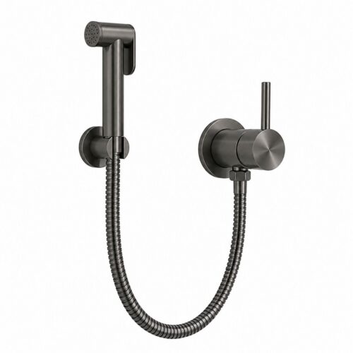 Gunmetal Metal Flexible Shattaf Bidet Spray Set with Rifle-Style Wand