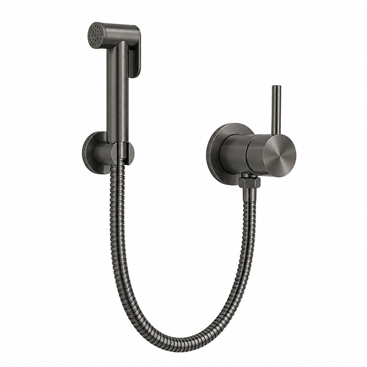 Gunmetal Metal Flexible Shattaf Bidet Spray Set with Rifle-Style Wand