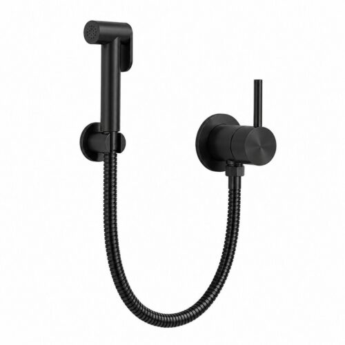 Black 316L Stainless Steel Flexible Shattaf Bidet Sprayer Set Matte Finish