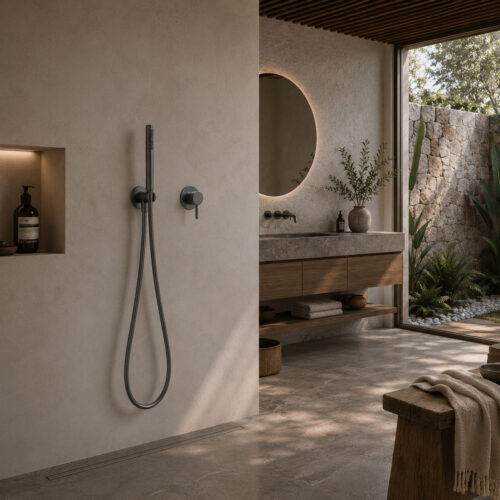 Gun Metal Stainless Steel 316L Wall-Mounted Shower Kit with Mixer and Handheld