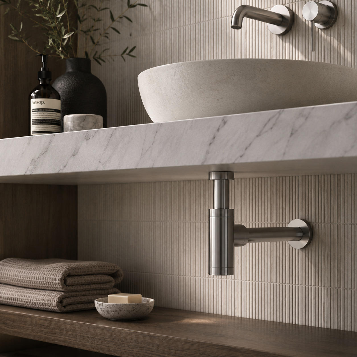 Gunmetal PVD 316L Stainless Steel Drain Siphon for Sink or Bidet