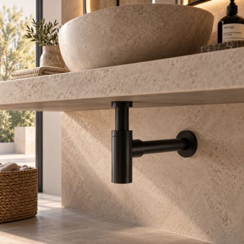 Black 316L Stainless Steel Sink Waste Trap with PVD Finish