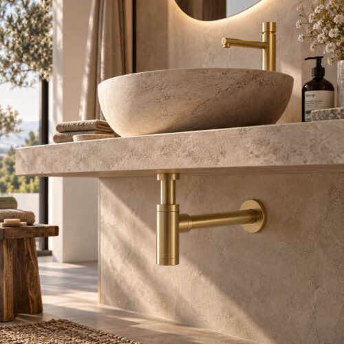 Gold 316L Stainless Steel Sink Drain Trap with PVD Finish