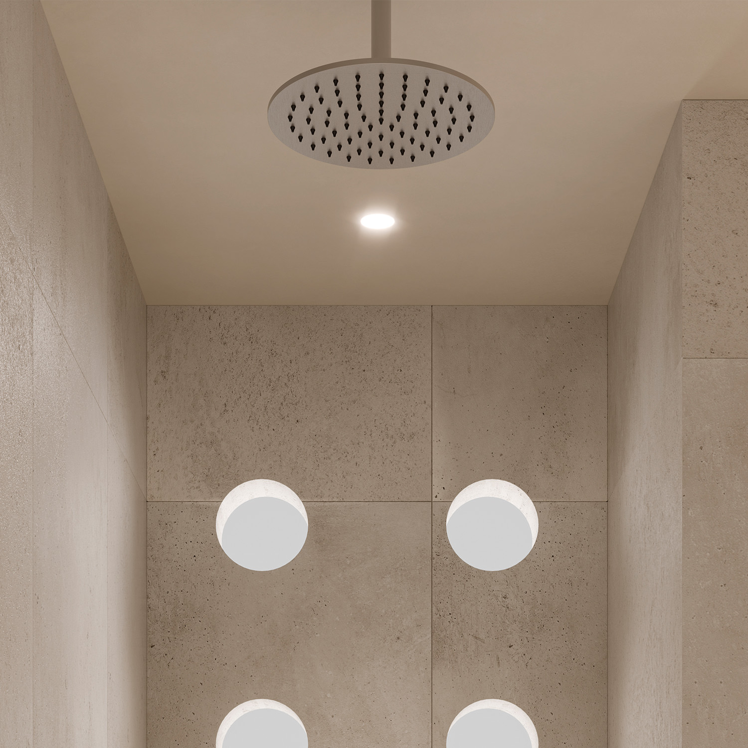 Round Shower Head 25cm Stainless Steel 316L Inox Finish Corrosion-Resistant