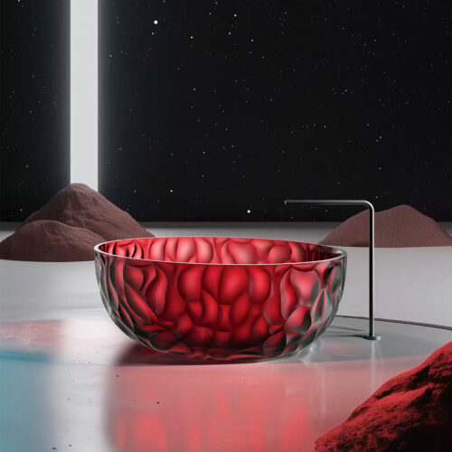 Transform your space with the elegant red Sined Zefiro round bathtub Buy now for luxury